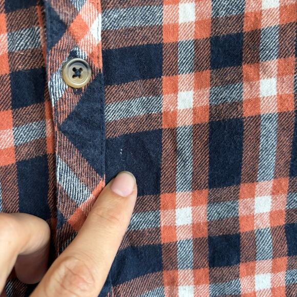 Tommy Bahama Boys 5T Flannel Collared Button Up Shirt Blue Orange Plaid - Picture 4 of 7